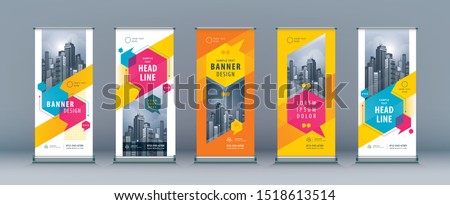 Business Roll Up Set. Standee Design. Banner Template, Abstract Colorful Speech Bubbles vector, flyer, presentation, leaflet, j-flag, x-stand, exhibition display, social, talk bubbles