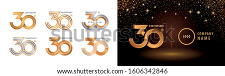 Set of 30th Anniversary logotype design, Thirty years Celebrating Anniversary Logo silver and golden for celebration event, invitation, greeting, Infinity logo vector illustration, web template, flyer