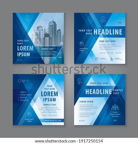 Abstract Social Media Banner Template Collection, Square Template Social Media Post Design for Digital Marketing, Abstract Geometric Triangle Background. Modern square header web banner profile.