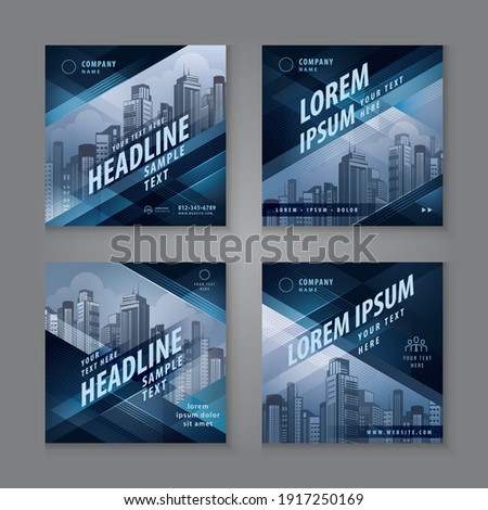 Abstract Social Media Banner Template Collection, Square Template Social Media Post Design for Digital Marketing, Abstract Black Geometric Triangle Background. Modern square header web banner profile.