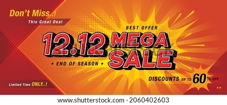 12.12 Shopping Day Mega Sale Banner Template design special offer discount, Shopping Red banner template, Abstract Sale Web Header template design for Sale and discount promotion, discount labels.