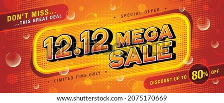 12.12 Shopping Day Mega Sale Banner Template design special offer discount, Shopping banner template, Abstract Red Bubble Triangle Sale Web Header template for Sale and discount promotion poster.