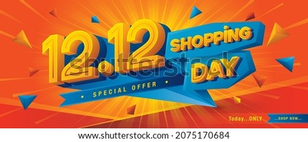 12.12 Shopping Day Banner Template design special offer discount, Shopping day banner template, Abstract Red and blue Geometric Triangle Splash Sale Web Header template for Sale discount promotion ストックフォト © 