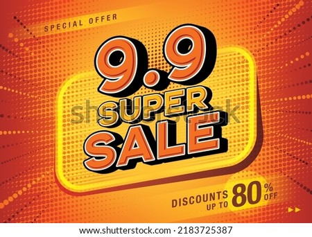 9.9 Shopping Day Super Sale Banner Template design special offer discount, Shopping banner template, Abstract Geometric Web Header template design for Sale and discount labels. Sale promotion poster