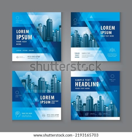 Modern square header web banner profile. Abstract Social Media Banner Template Collection, Square Template Social Media Post Design for Digital Marketing, Abstract Blue Geometric Triangle Background.