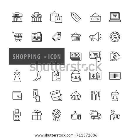 Shopping icons set, E-commerce, Vector illustration