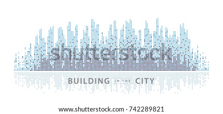 Abstract City vector, Equalizer background. transparent city landscape, Dots Building in the night City, skyline Perspective, Architecture vector