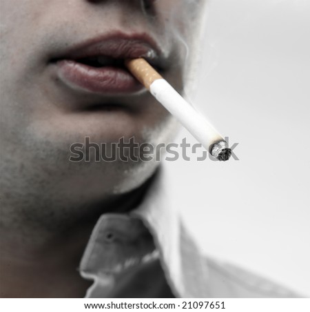 Man With Cigarette In Mouth Stock Photo 21097651 : Shutterstock