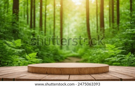 Similar – Image, Stock Photo Empty platform with plant leaves on beige background