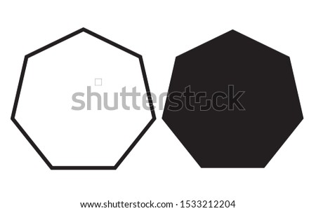 heptagon shapes with outlines and fill colors, fields for logos or symbols, math teaching pictures.