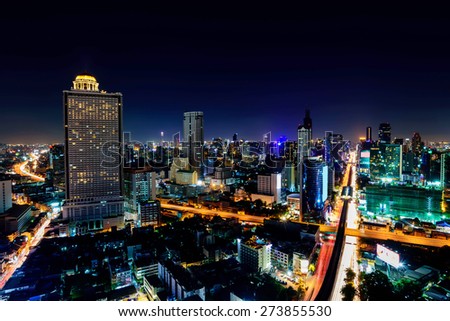 Night city scape in Bangkok