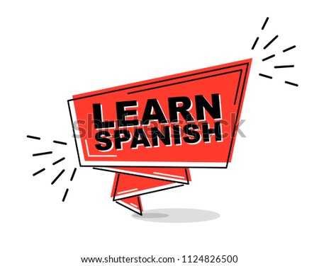 red flat line banner learn spanish