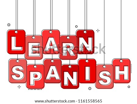 red flat line tag learn spanish