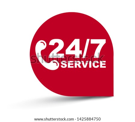 red vector illustration banner 24/7 service