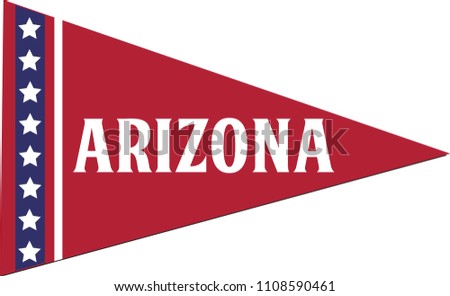 Arizona State Pennant, American Flag, Red White and Blue Banner, Isolated Vector Triangle