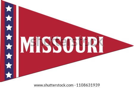 Missouri State Flag, Pennant Red White Blue Vector Isolated Triangle