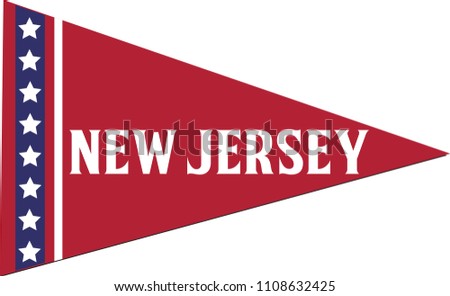 New Jersey State Flag, Red, White, Blue Triangle Vector Pennant