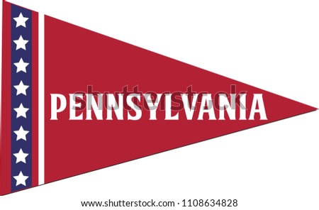 Pennsylvania Pennant, State Flag, Vector Isolated Banner Triangle