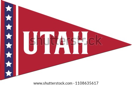 Utah Pennant, State Flag, Vector Isolated Banner Triangle