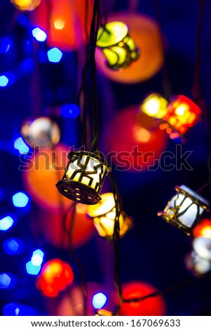Party night with a light ball, Christmas lights