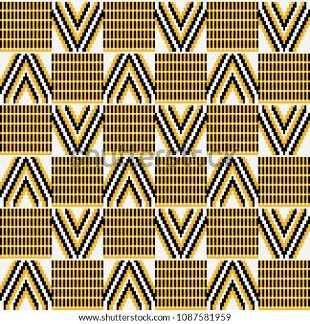 Geometric African print. Cloth kente. Seamless pattern.