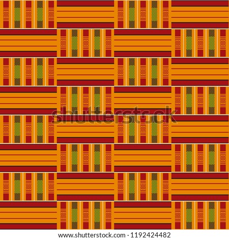 Traditional Cloth Kente. African print. Tribal seamless pattern. Geometric fabric design.