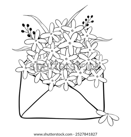 An envelope filled with delicate flowers drawing, showcasing artistic elegance and charm