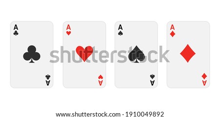 set of Ace card suit on white background.