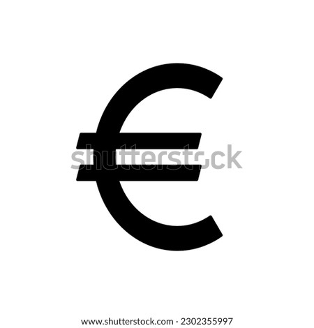 Euro sign icon on white background.