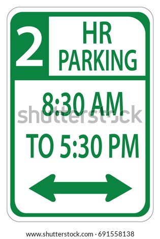 US road sign: Parking with time restrictions sign - Two hour parking, California