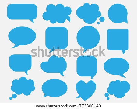 Blank empty blue speech bubbles
