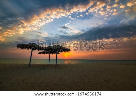 Morning view of Fanateer Beach -Al Jubail Saudi Arabia.
