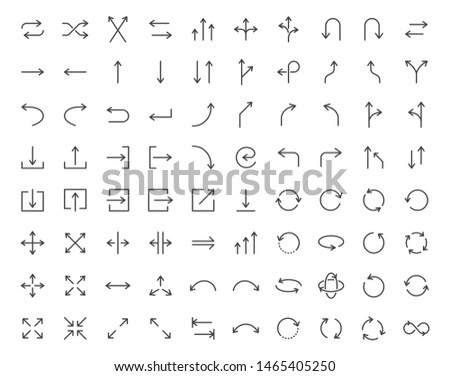 Arrows Minimal Line Icon. Vector Illustration Flat style. Included Icons as Traffic Direction, Rotate, Refresh, Download, Expand, Random Button, Redo. Editable Stroke. 48x48 Pixel Perfect