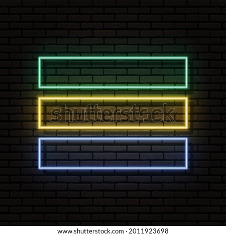Neon sign in the form of the flag of Gabon. Against the background of a brick wall with a shadow. For the design of tourist or patriotic themes. The African continent