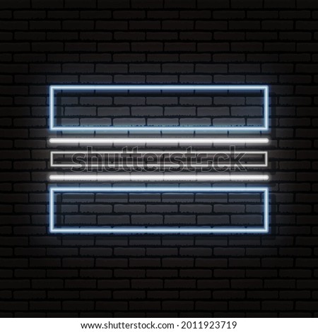 Neon sign in the form of the flag of Botswana. Against the background of a brick wall with a shadow. For the design of tourist or patriotic themes. The African continent