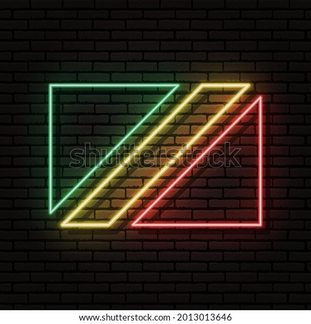 Neon sign in the form of the flag of Republic of the Congo. Against the background of a brick wall with a shadow. For the design of tourist or patriotic themes. The African continent