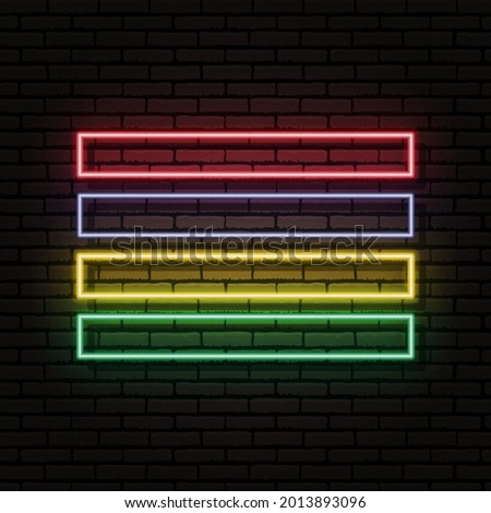 Neon sign in the form of the flag of Mauritius. Against the background of a brick wall with a shadow. For the design of tourist or patriotic themes. The African continent