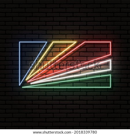 Neon sign in the form of the flag of Seychelles. Against the background of a brick wall with a shadow. For the design of tourist or patriotic themes. The African continent