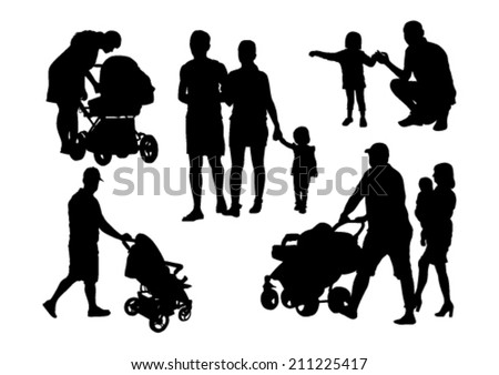 People and Children Silhouettes Set