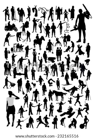 Silhouettes of people - different professions