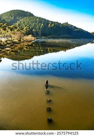Similar – Image, Stock Photo Sunrise over the riverbed