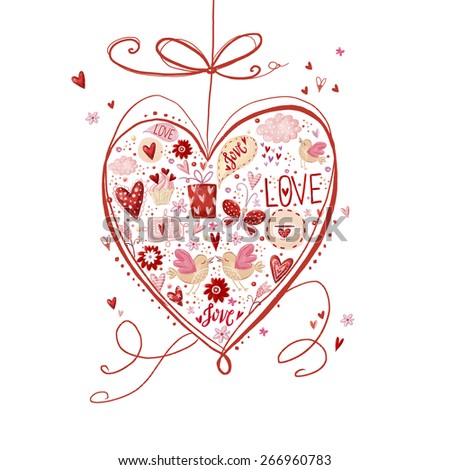 Love heart. Design element.Save the date background. Vintage background. Hand drawn.Love heart design. Valentine day card. I love You card. Love poster.Romantic concept. Wedding card.