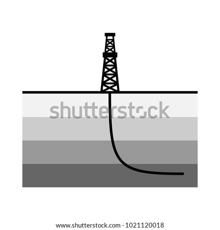 Horizontal well drilling; flat vector icon; EPS 10