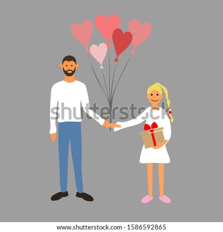 Couple in love. Vector illustration. Man and woman holding hands. Valentina's day