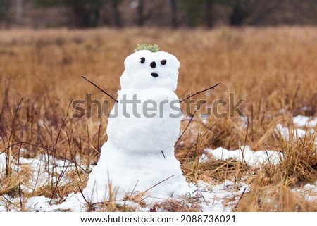 Image, Stock Photo Snowman standing in foggy winter forest