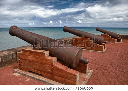 The cannons of the Barachois Reunion Island