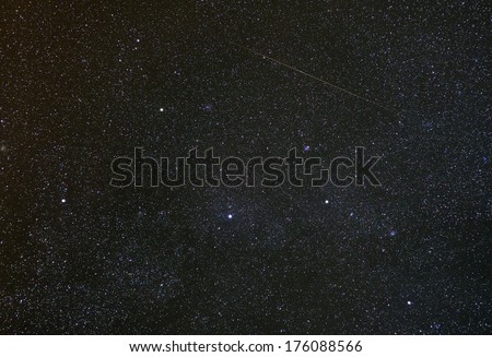 Cassiopeia constellation with shooting star.