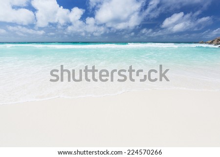 Perfect white beach Petite Anse in La Digue, Seychelles