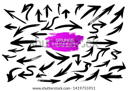 Large collection of grunge arrows. Vector background isolated on white background. Paint and ink strokes for your design. Freehand drawing. dirty strokes.