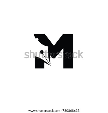 writers m font logo flat vector template
